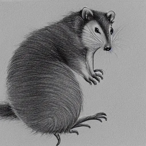 Prompt: 'after life is over it is all over. the universe might not as well not exist after it all ends because you will no longer exist because you will be non-existent for eternity!', a drawing of a opossum, very interesting.