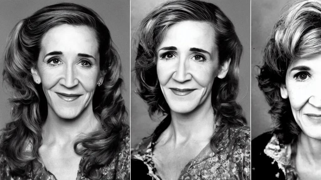 Prompt: greasepunk lengthy detailed portrait of felicity huffman at age 1 0 5