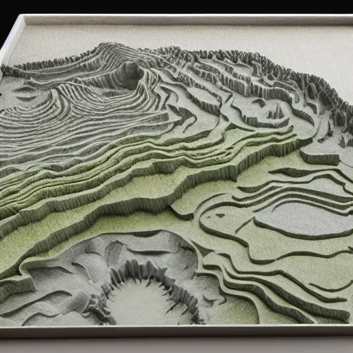 Prompt: topographic model of a nature scene, landscape