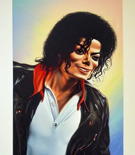 Prompt: portrait of michael jackson by boris vallejo, high quality, high detail