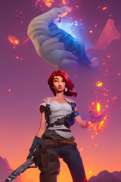 Image similar to epic lady portrait stylized as fornite style game design fanart by concept artist gervasio canda, behance hd by jesper ejsing, by rhads, makoto shinkai and lois van baarle, ilya kuvshinov, rossdraws radiating a glowing aura global illumination ray tracing hdr render in unreal engine 5