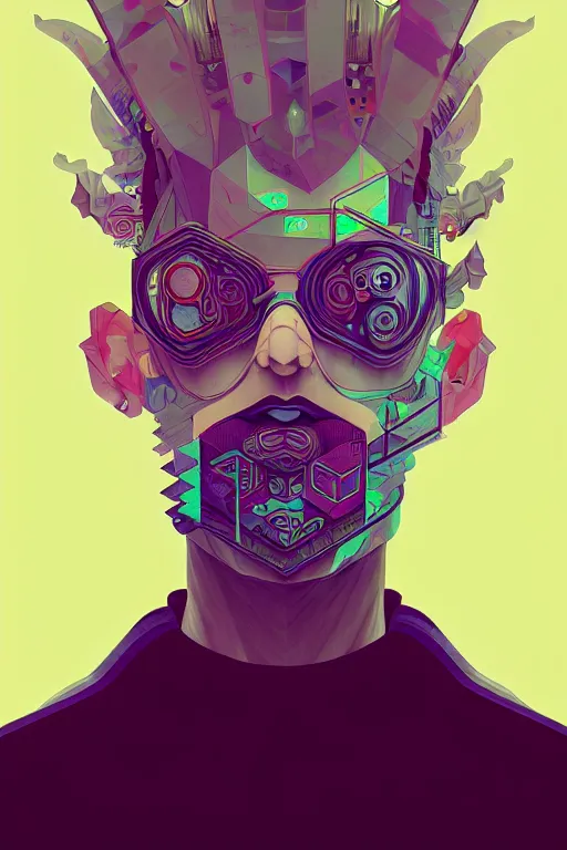 Image similar to abstract portrait, cyberpunk art, floating detailes, very detailed face, leaves by miyazaki, colorful palette illustration, kenneth blom, mental alchemy, james jean, pablo amaringo, naudline pierre, contemporary art, hyper detailed