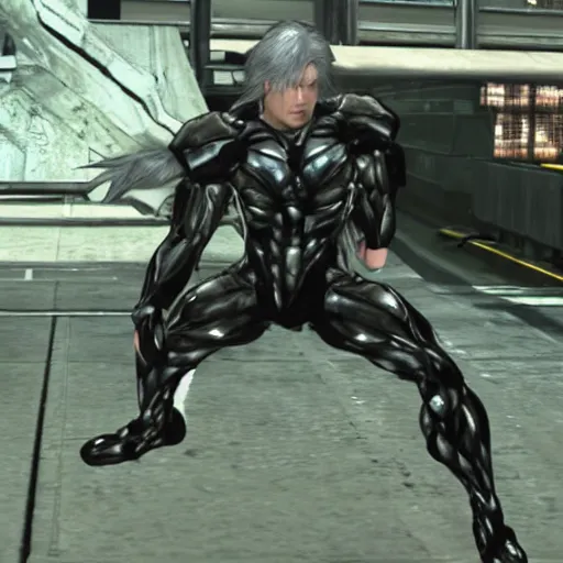 Prompt: Raiden throwing a Metal Gear