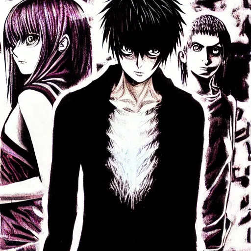 Prompt: a beautiful painting representative of the art style of death note