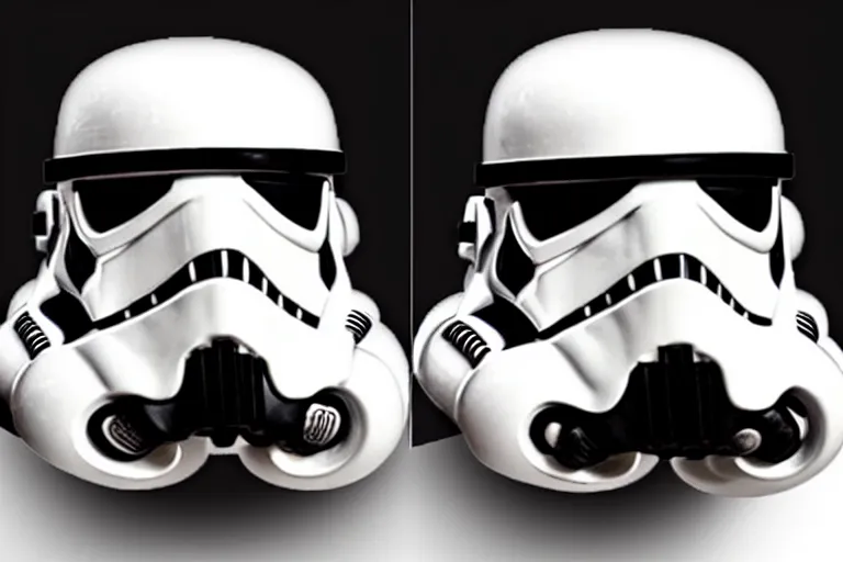 Image similar to stormtroopers hair on top of helmet