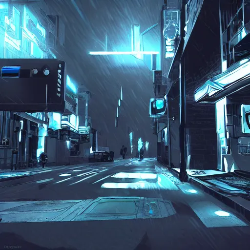 Image similar to 3 d render low cyberpunk futuristic street digital art sketch