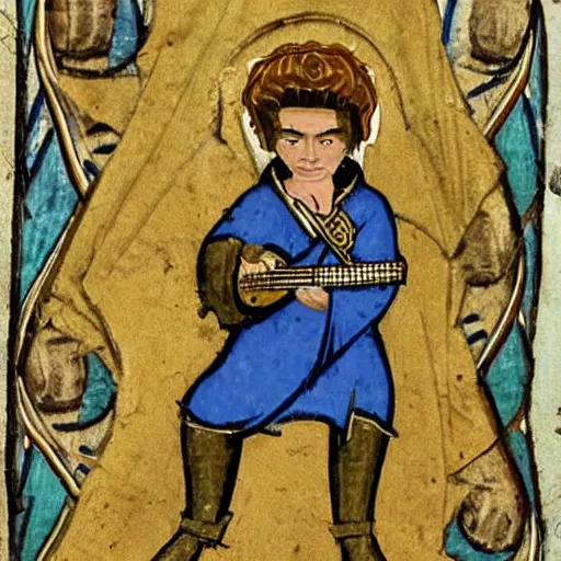 Image similar to medieval manuscript art of baby elvis presley