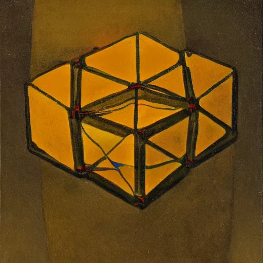 Prompt: a hyper cube painted by Rembrandt
