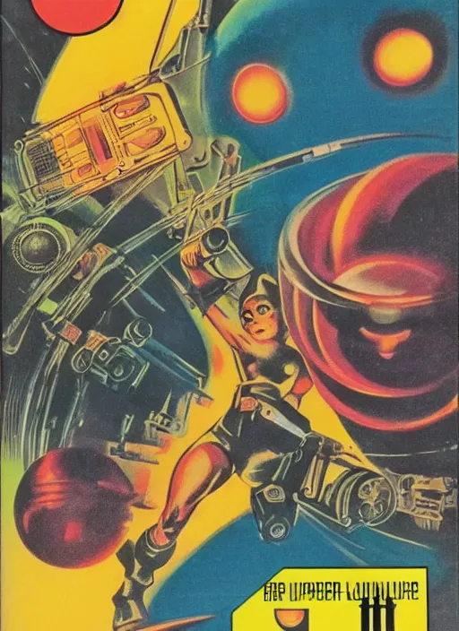 Prompt: Beautiful Super Monkey Ball lives inside a 'GameCube', retro science fiction cover by Jon Steranko and Kelly Freas (1965), vintage 1960 print, tarot card, vivid, highly detailed