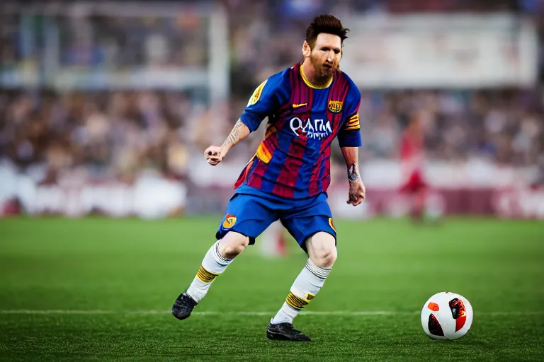 Prompt: cinematic still of Lionel Messi in Juassic World (2015), XF IQ4, f/1.4, ISO 200, 1/160s, 8K, RAW, dramatic lighting, symmetrical balance, in-frame