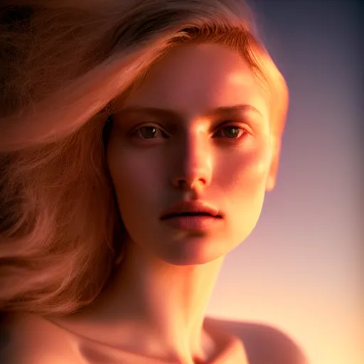 Image similar to photographic portrait of a stunningly beautiful translucent android female in soft dreamy light at sunset, contemporary fashion shoot, by edward robert hughes, annie leibovitz and steve mccurry, david lazar, jimmy nelsson, breathtaking, 8 k resolution, extremely detailed, beautiful, establishing shot, artistic, hyperrealistic, beautiful face, octane render