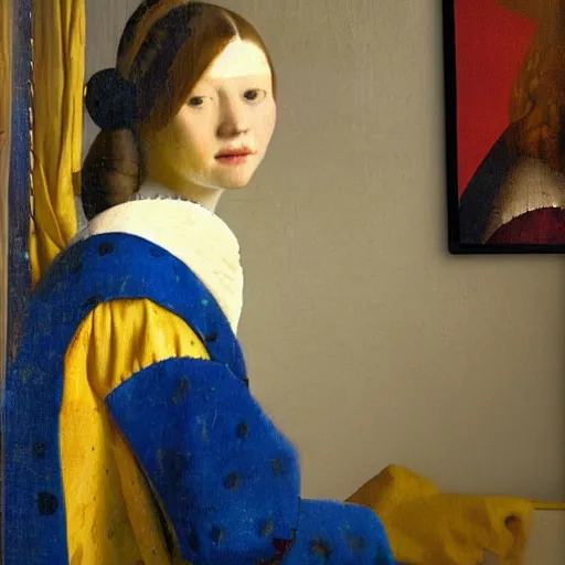 Image similar to high quality high detail painting by johannes vermeer, portrait of a modern girl in a bus, hd, photorealistic lighting