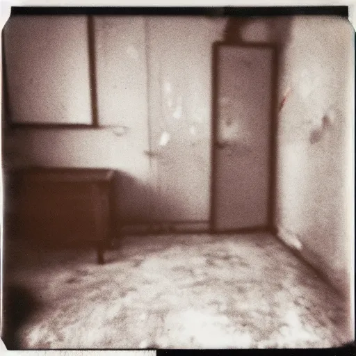 Prompt: flooded room in a house from the 8 0 s, unsettling, liminal space, liminal, old polaroid, expired film,