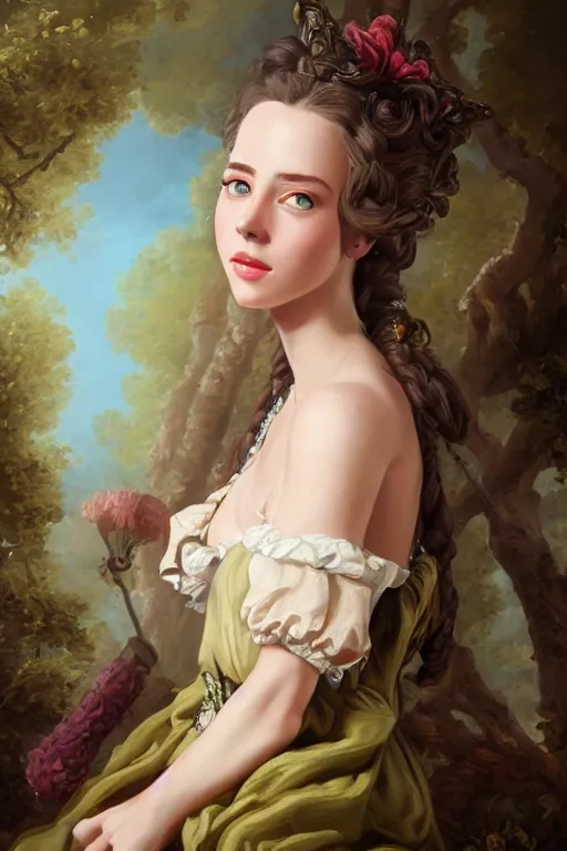 Image similar to a fantasy style portrait painting of rachel macadams in the style of francois boucher oil painting unreal 5 daz. rpg portrait, extremely detailed