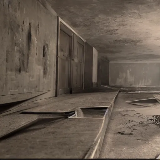 Prompt: gritty, cinematic, liminal space, 3d render, photorealism