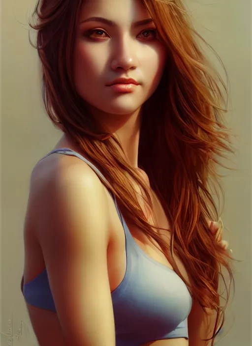 Image similar to photo of a gorgeous young woman in the style of stefan kostic, realistic, sharp focus, 8k high definition, insanely detailed, intricate, elegant, art by stanley lau and artgerm