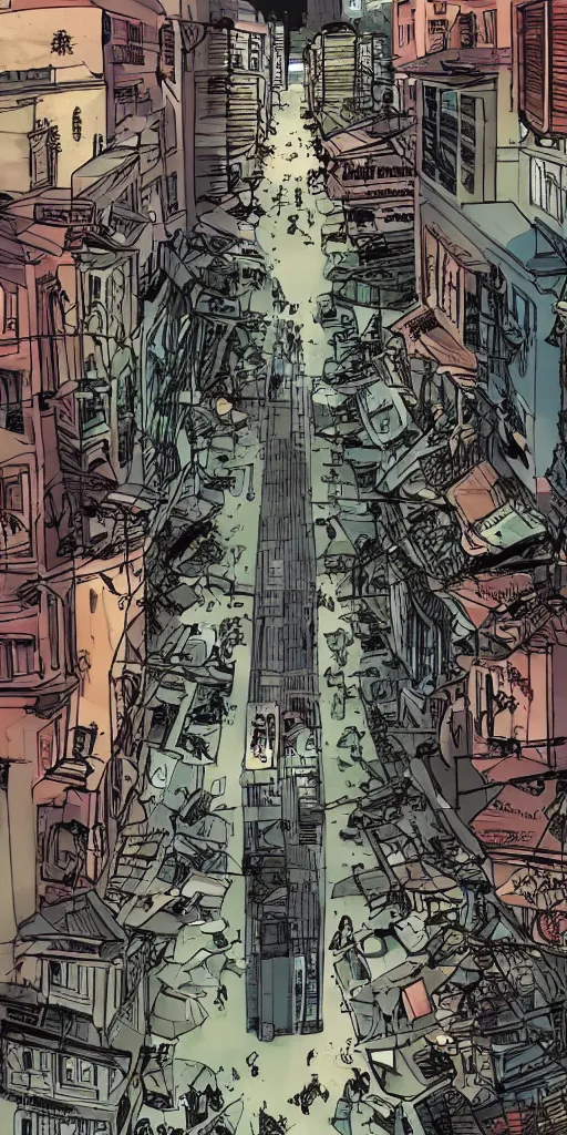 Image similar to singapore city streets, rapture, graphic novel