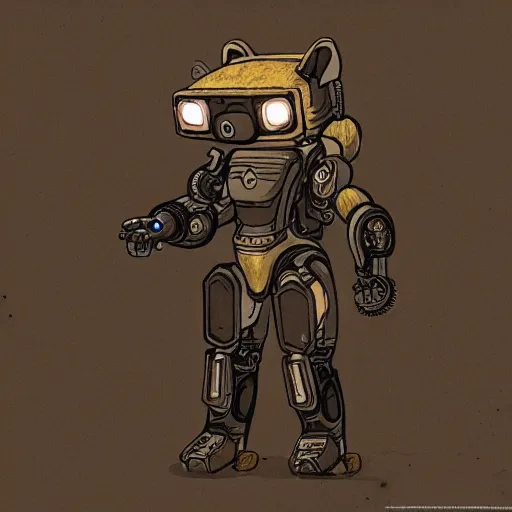 Prompt: anthropomorphic shiba inu robot power armor, face visible wearing no helmet, dark sci - fi background, intricate, highly detailed, smooth, artstation, concept art