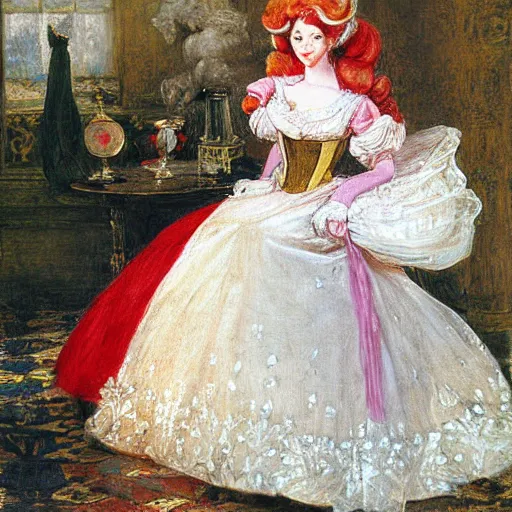 Image similar to princess peach as an 1 8 th century noblewoman, super mario bros, painted by john everett millais