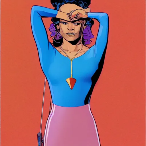 Image similar to tessa thompson retro minimalist portrait by jean giraud, moebius starwatcher comic, 8 k