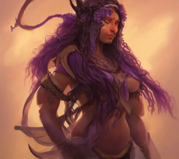 Image similar to Attractive Tiefling Druid, She has light brown skin, dark purple hair, and silver eyes full body, dungeons and dragons portrait, highly detailed, digital painting, artstation, concept art, sharp focus, illustration, art by artgerm and greg rutkowski and alphonse mucha