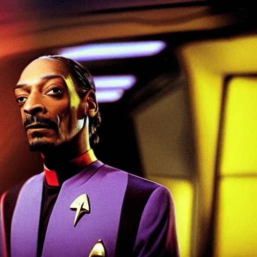 Prompt: Snoop Dogg in a still shot from star trek the next generation, 4k