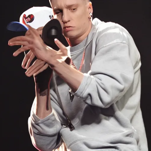 Image similar to Eminem becoming uncanny-W 910