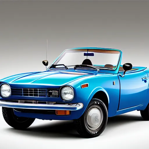 Image similar to a photorealistic image of a blue 1970 Datsun roadster
