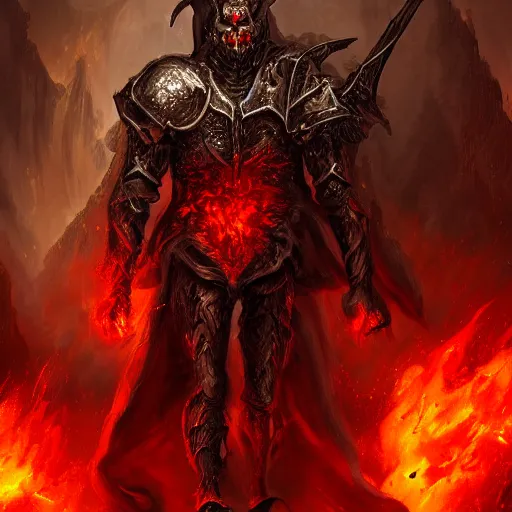Prompt: a demonic hellish knight, hell, epic fantasy art, artsation, 4 k uhd