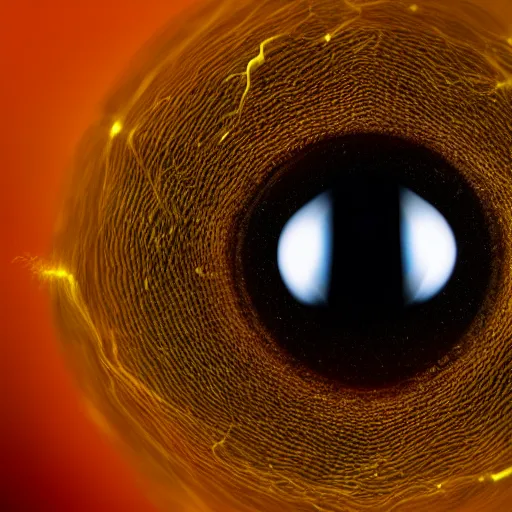 Image similar to macro photography of spider eyes as black holes to other galaxies