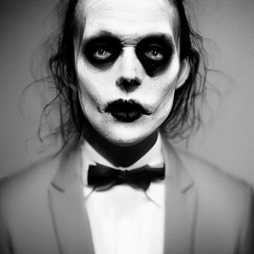 Image similar to a beautiful fashion portrait photograph of a friendly good looking zombie in a tuxedo, studio harcourt, black and white, fashion photography, paolo roversi, richard avedon, chiaroscuro, trending on artstation,