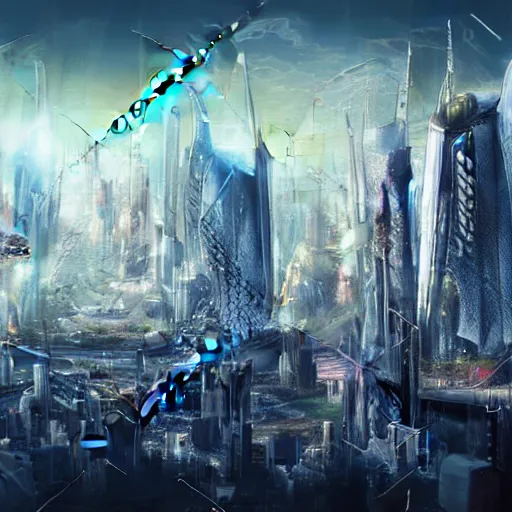 Image similar to panoramic of futuristic city