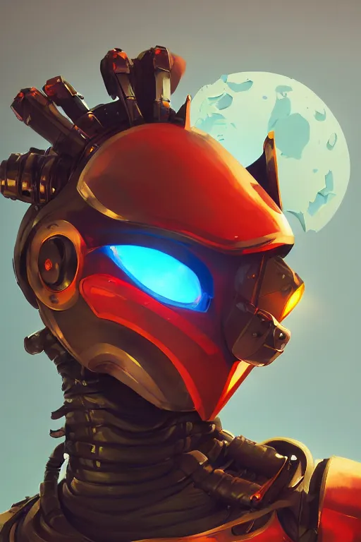 Image similar to epic mask helmet robot ninja portrait stylized as fornite style game design fanart by concept artist gervasio canda, behance hd by jesper ejsing, by rhads, makoto shinkai and lois van baarle, ilya kuvshinov, rossdraws global illumination radiating a glowing aura global illumination ray tracing hdr render in unreal engine 5