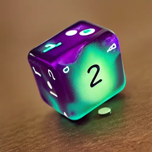 Image similar to d 2 0 dice with nebula inside, realistic photography, high detailed