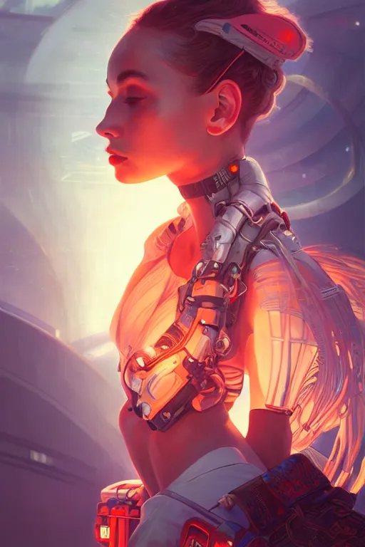 Image similar to portrait futuristic Airforce Girl, in future airport rooftop , ssci-fi, fantasy, intricate, very very beautiful, elegant, human anatomy, neon light, highly detailed, digital painting, artstation, concept art, smooth, sharp focus, illustration, art by tian zi and WLOP and alphonse mucha