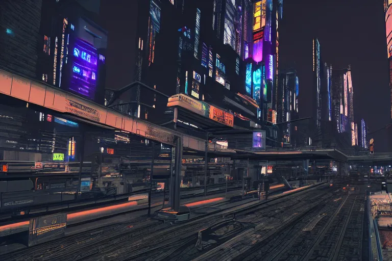 Image similar to cyberpunk metro, 4k, night