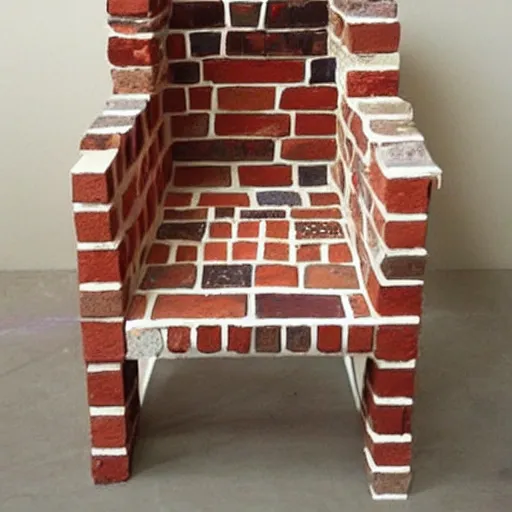 Prompt: chair made out of bricks, art project