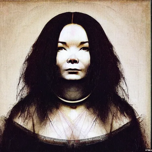 Image similar to bjork painted by leonardo da vinci