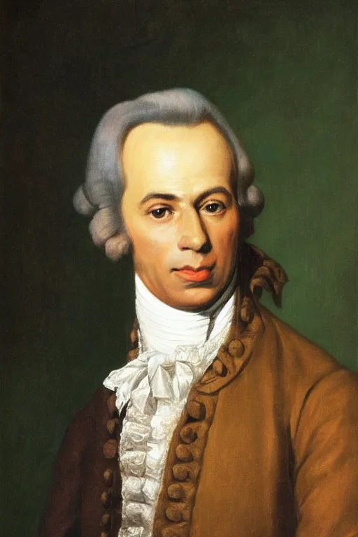 Prompt: a portrait of a Immanuel Kant, expressive, brash, exciting, dynamic