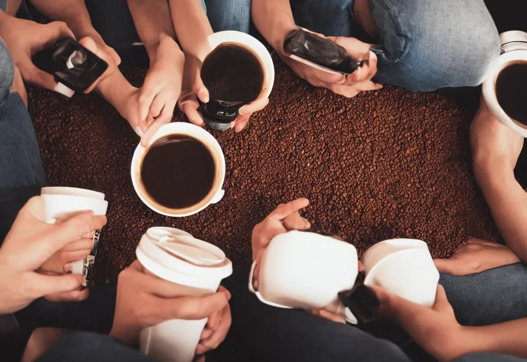 Image similar to coffee beans watching a movie in the cinema