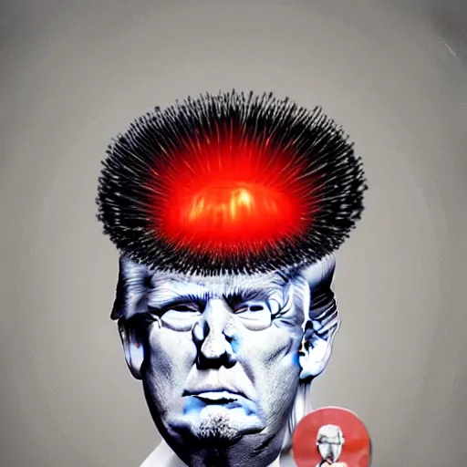 Image similar to a nuclear mushroom cloud with donald trumps face on it. portrait, intricate, highly detailed, concept art, smooth, sharp focus, illustration, medium shot, mid - shot