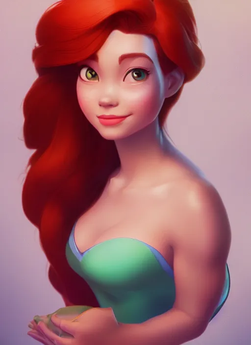 Prompt: portrait of disney princess ariel female, hyper detailed, digital art, cinematic lighting, studio quality, smooth render, unreal engine 5, octane rendered, art style by klimt and nixeu and ian sprigger and wlop and krenz cushart