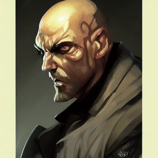 Prompt: portrait bald man, black spikes instead of eyes, official fanart behance hd artstation by jesper ejsing