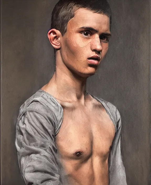 Image similar to heroic portrait of a young basque man. art by denys tsiperko and bogdan rezunenko, hyperrealism