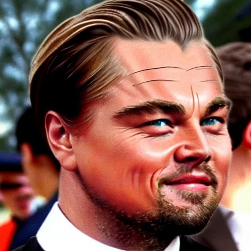 Prompt: leonardo dicaprio's face on a fried duck