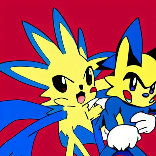 Image similar to pokemon that looks like sonic the hedgehog in pokemon style