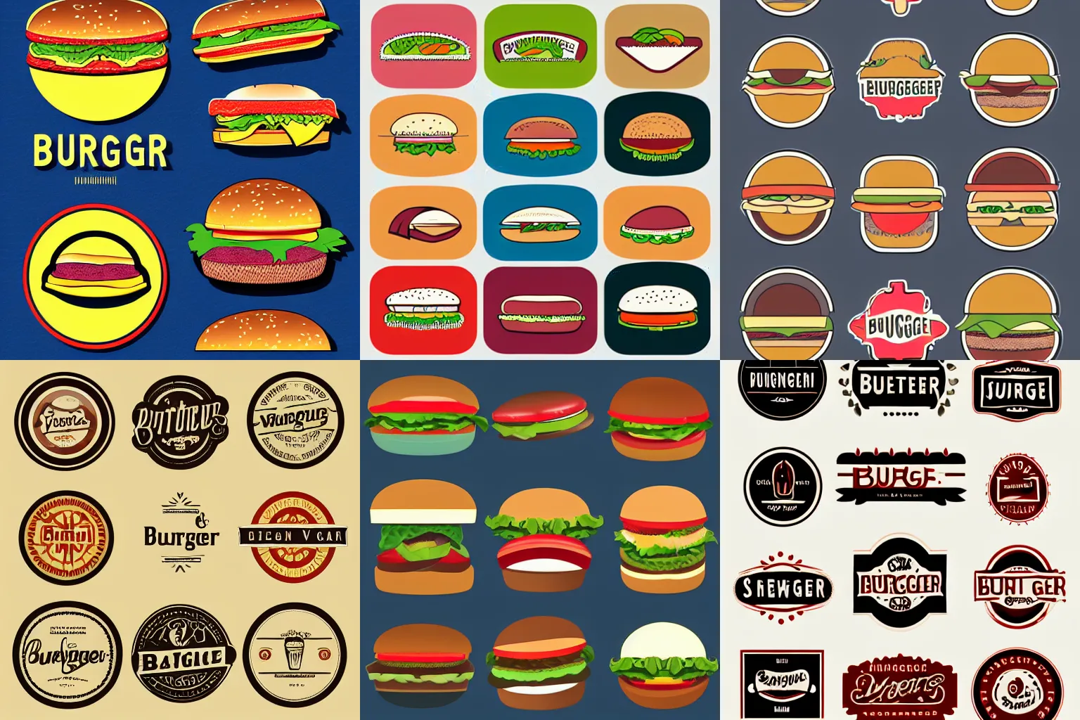 Prompt: vintage burger logo digital vector asset pack