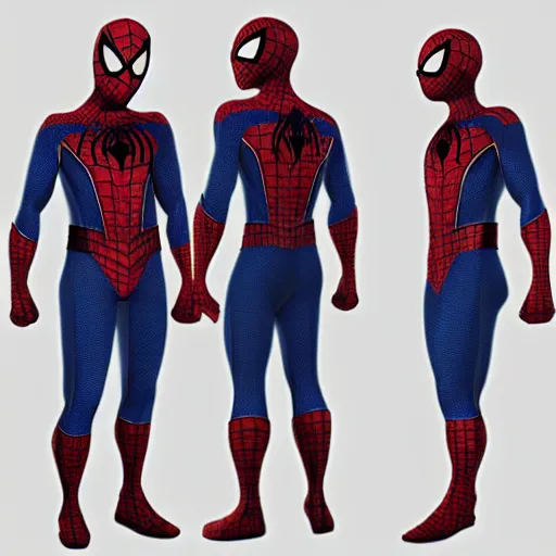 Image similar to concept for a new spiderman suit that has a kevlar vest and chrome colours, heavy armor