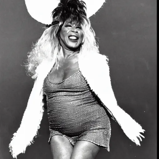 Image similar to tina turner in a turnip costume, turnip hair