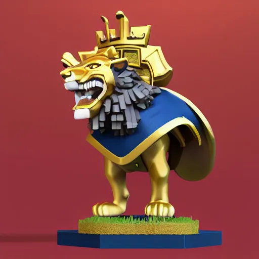 Prompt: a clash royale unit model of a lion knight